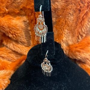 FILIGREE DESIGNED BEAUTIFUL IMPORTED SILVER DANGLING EARRINGS